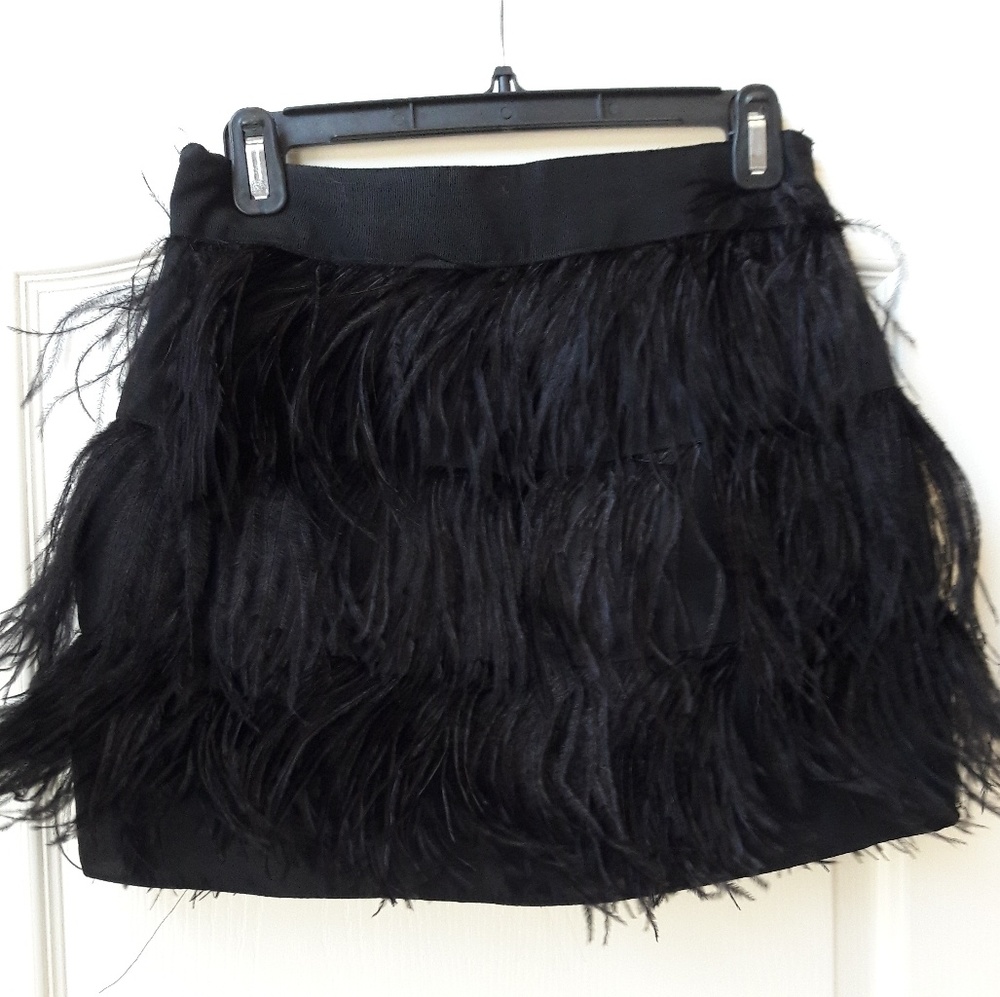 Milly Women's Ostrich Feather Black Mini Skirt